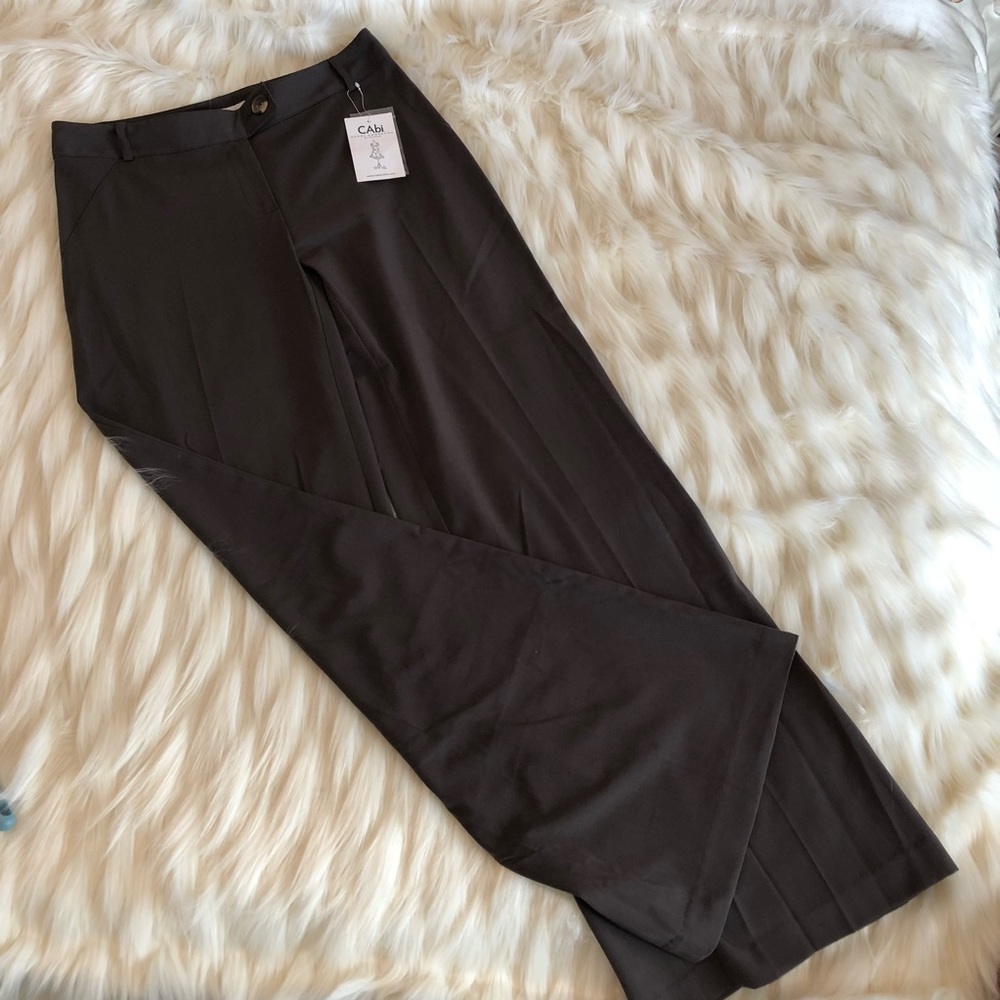 NWT CAbi Wide leg Trouser Pant Smoke Brown SZ 6